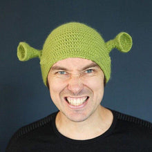 Load image into Gallery viewer, Unisex Balaclava Monster Shrek Hat Wool Winter Knitted Hats Green Party Funny Beanie Skellies Cap for Women Men Pure Handmade Neckerchief with Drawstring Soft Balaclava Pullover Knitted Beanie for Adults Men Women Ski Caps