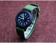 Load image into Gallery viewer, Unisex Fashion Nylon Fabric Kids Children Watch Sport Thin Students Canvas Quartz Dress Wristwatch Military Time Watch Field Outdoor Sport Mens Wristwatch With Slip-Thru Nylon Band
