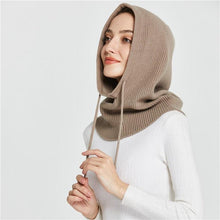 Load image into Gallery viewer, Unisex Knit Scarf Hood Hat Winter Women Cashmere Beanie Bonnet Lady Wool Neck Protect Balaclava Skellies Men Hooded Fashion Balaclava Shawl Women Winter Hat Soft Knitted Hooded Neck Collar Cap Beanie Hat Warm Scarf Unisex Bonnet Hooded Sc