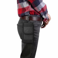 Load image into Gallery viewer, Unisex Simple Black Design Men Small Cell Phone Holster Storage Waist Fanny Pack Zipper Storage Credit Card Holder