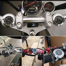 Load image into Gallery viewer, Universal 7/8" Waterproof Chrome Motorcycle Bike Handlebar Mount Quartz Clock Motorcycle Handlebar Clock, Motorcycle Modification Handlebar Mount Waterproof Quartz Clock Watch Accessories Watch Aluminum Luminous Clock Moto Black