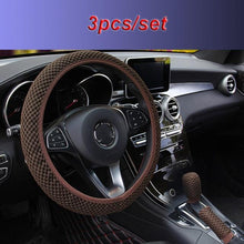 Load image into Gallery viewer, Universal Ice Silk Steering Wheel Cover Wear-resistant Anti-slip Car Accessories Microfiber Breathable Ice Silk Steering Wheel Cover Gear Handbrake Breathable Anti-Slip Warm Steering Wheel Cover Winter Cool Summer Cover Interior