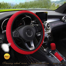 Load image into Gallery viewer, Universal Ice Silk Steering Wheel Cover Wear-resistant Anti-slip Car Accessories Microfiber Breathable Ice Silk Steering Wheel Cover Gear Handbrake Breathable Anti-Slip Warm Steering Wheel Cover Winter Cool Summer Cover Interior