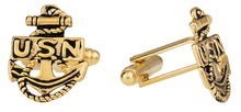 Load image into Gallery viewer, US Navy Anchor Cufflinks Gold