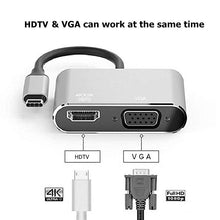 Load image into Gallery viewer, USB C to HDMI 4K VGA Adapter Compatible VGA USB C 3.0 Hub Adapter Charging Power PD Port Compatible For TV Laptop Projector