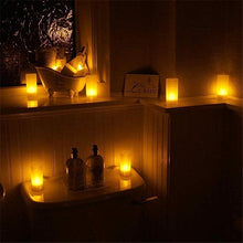 Load image into Gallery viewer, USB Charge One Piece Yellow Light LED Rechargeable Flameless Tea Light Candle With USB Flameless Flickering Candles Tea lights Decoration Parties Weddings Family Dinner Outdoor Picnic Chargeable LED Battery Candles