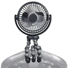 Load image into Gallery viewer, USB Desktop Folding Fan Outdoor Baby Stroller Handheld Fan Summer Mute Small Multifunctional Octopus Mini Fan Flexible Tripod for Stroller Student Bed Desk Bike Crib Car Rides USB or Battery Powered Safe Quiet and Long Lasting Fan