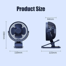 Load image into Gallery viewer, USB Mini Fan Mini Student Class Dormitory Quiet Office Desktop Clip Charging Fan Ultra Long Range Silent Clip Fan Rechargeable Fan with 3 Speeds Strong Clamp 360°Rotate Personal Fan for Office Home