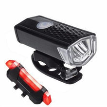 Load image into Gallery viewer, USB Rechargeable 3 Mode Bicycle Front Light Lamp Bike Headlight Cycling LED Powerful Bicycle Front Headlight Waterproof Bike Headlight End Tail Light Set 300 Lumen
