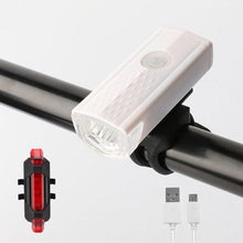 Load image into Gallery viewer, USB Rechargeable 3 Mode Bicycle Front Light Lamp Bike Headlight Cycling LED Powerful Bicycle Front Headlight Waterproof Bike Headlight End Tail Light Set 300 Lumen
