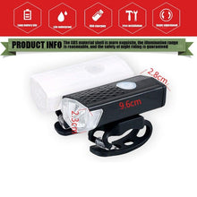 Load image into Gallery viewer, USB Rechargeable 3 Mode Bicycle Front Light Lamp Bike Headlight Cycling LED Powerful Bicycle Front Headlight Waterproof Bike Headlight End Tail Light Set 300 Lumen