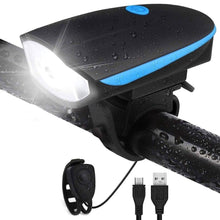 Load image into Gallery viewer, USB Rechargeable LED Display Light Bike Front Light Headlights Electric Horn Bell Cycling Rainproof Flashlight Waterproof Bicycle Lights With Horn Bike Lights For Road Electric Scooter And Mountain Bike Night Safety Flashlight