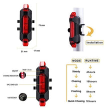 Load image into Gallery viewer, USB Rechargeable Waterproof Mountain Bike Lamp Warning Cycling Taillight Bike LED Headlight Tail Light Ultra Bright Bicycle LED Safety Light Waterproof Cycling Taillight For Electric Scooter