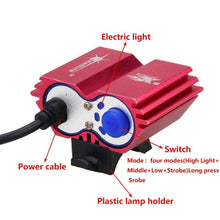 Load image into Gallery viewer, USB Waterproof Bike Light LED Front Bicycle Headlight Dual Lamps Super Bright LED Cycling Bike Light Front Headlight 4 Modes Bikelight Headlamp Rechargeable USB Led Lamp 8000LM