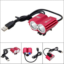 Load image into Gallery viewer, USB Waterproof Bike Light LED Front Bicycle Headlight Dual Lamps Super Bright LED Cycling Bike Light Front Headlight 4 Modes Bikelight Headlamp Rechargeable USB Led Lamp 8000LM
