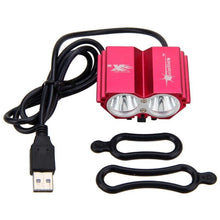 Load image into Gallery viewer, USB Waterproof Bike Light LED Front Bicycle Headlight Dual Lamps Super Bright LED Cycling Bike Light Front Headlight 4 Modes Bikelight Headlamp Rechargeable USB Led Lamp 8000LM