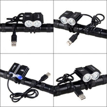 Load image into Gallery viewer, USB Waterproof Bike Light LED Front Bicycle Headlight Dual Lamps Super Bright LED Cycling Bike Light Front Headlight 4 Modes Bikelight Headlamp Rechargeable USB Led Lamp 8000LM