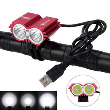 Load image into Gallery viewer, USB Waterproof Bike Light LED Front Bicycle Headlight Dual Lamps Super Bright LED Cycling Bike Light Front Headlight 4 Modes Bikelight Headlamp Rechargeable USB Led Lamp 8000LM