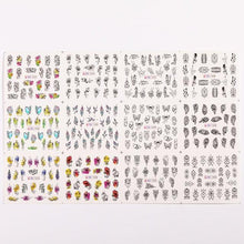 Load image into Gallery viewer, Valentines Heart Letter Flower Nail Stickers Sliders For Nails Water Decals Sticker Tips Manicure Decals for Nail Art Decoration Including Hearts Stars Letters Bowknot Leaves Flowers Plants Fruits Butterflies Nail Art Decoration