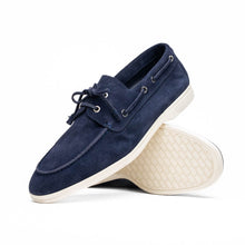 Load image into Gallery viewer, 16-675-NVY VENICE Italian Sueded Goatskin Boat Shoes, Navy