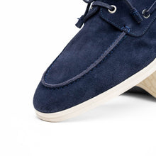 Load image into Gallery viewer, 16-675-NVY VENICE Italian Sueded Goatskin Boat Shoes, Navy