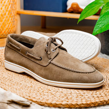 Load image into Gallery viewer, 16-675-TPE VENICE Italian Sueded Goatskin Boat Shoes, Taupe