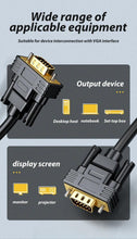 Load image into Gallery viewer, VGA Cable 1080P HD Male To Male Bold Extension Cable Cord Gold Plated Connectors Support 1080P Full HD For Computer Laptop Projector HDTV Monitor