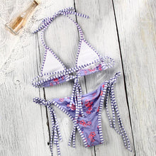 Load image into Gallery viewer, Vintage Print Bikini Female Handwork Small Ruffle Swimming Suit For Women Swimwear High Cut Bikini Set String Print Halter String Triangle Bikini Set Luxury Swimwear Two Piece Swimsuit