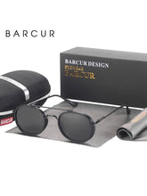 Load image into Gallery viewer, Vintage Round Retro BARCUR Design Round Sunglasses for Men Women Stevvex Sun Glasses Classic Eyewear Accessory Party Sunglasses Summer