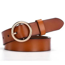 Load image into Gallery viewer, Vintage Simple Round Buckle Female Pin Leather Straps 105CM Belts For Women Unique Design Dresses Jeans Classic Round Waistband