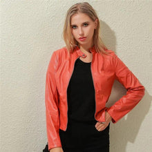 Load image into Gallery viewer, Vintage Style Autumn Ladies PU Leather Jacket For Women Slim Casual Soft Moto Biker Faux Leather Jacket For Female Coat Quality Basic Streetwear