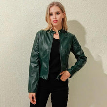 Load image into Gallery viewer, Vintage Style Autumn Ladies PU Leather Jacket For Women Slim Casual Soft Moto Biker Faux Leather Jacket For Female Coat Quality Basic Streetwear