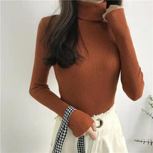 Load image into Gallery viewer, Vintage Style Autumn Winter Thick Sweater For Women Knitted Ribbed Pullover Sweater Long Sleeve Turtleneck Slim Jumper Soft Warm Pullover