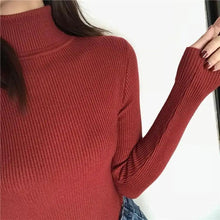 Load image into Gallery viewer, Vintage Style Autumn Winter Thick Sweater For Women Knitted Ribbed Pullover Sweater Long Sleeve Turtleneck Slim Jumper Soft Warm Pullover