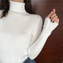 Load image into Gallery viewer, Vintage Style Autumn Winter Thick Sweater For Women Knitted Ribbed Pullover Sweater Long Sleeve Turtleneck Slim Jumper Soft Warm Pullover