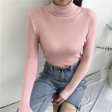 Load image into Gallery viewer, Vintage Style Autumn Winter Thick Sweater For Women Knitted Ribbed Pullover Sweater Long Sleeve Turtleneck Slim Jumper Soft Warm Pullover