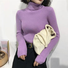 Load image into Gallery viewer, Vintage Style Autumn Winter Thick Sweater For Women Knitted Ribbed Pullover Sweater Long Sleeve Turtleneck Slim Jumper Soft Warm Pullover