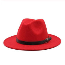 Load image into Gallery viewer, Vintage Winter Autumn Woolen Women Men Belt Buckle Fedora Hat Classic Wide Brim Floppy Hat Retro Warm Top Hat Vintage Cap Women Fedoras Durable Hat