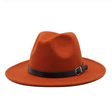 Load image into Gallery viewer, Vintage Winter Autumn Woolen Women Men Belt Buckle Fedora Hat Classic Wide Brim Floppy Hat Retro Warm Top Hat Vintage Cap Women Fedoras Durable Hat