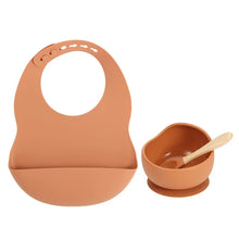 Load image into Gallery viewer, Colorful Silicone Feeding Set for Babies: Bib, Bowl, and Spoon