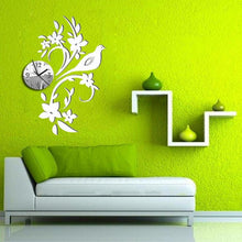 Load image into Gallery viewer, Wall Clock Modern Bird Design 3D Acrylic Mirror Living Room Quartz Needle 3D Clock Acrylic Mirror Wall Clock Decor Sticker Irregular Clock Wall Art Decals Wallpaper Home Decor for Living Room Bedroom Decoration