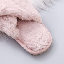 Load image into Gallery viewer, Warm Fluffy Slippers Women Cozy Faux Fur Cross Indoor Floor Slides Flat Soft Furry Flip Flops Fuzzy Slippers Cross Band Fluffy Slippers Faux Fur Slippers Plush House Open Toe Cozy Slippers For Women