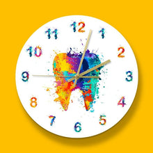 Load image into Gallery viewer, Water Color Tooth Painting Print Wall Clock Wall Clock for Living Room Wall Clock Medical Dental Clinic Wall Art Non Ticking Wall Watch Orthodontist Dentist Gift Clinic Wall Art Non Ticking Wall Watch Orthodontist Dentist