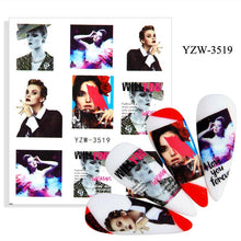 Load image into Gallery viewer, Water Decal Nail Art Decorations Nail Sticker Tattoo Full Cover Beauty Decals Manicure Supplies Accessories Women Kids Girls Manicure Decoration Nail Art Supplies 3D Self-Adhesive Nail Decals Designer Nail Stickers for Acrylic Nails