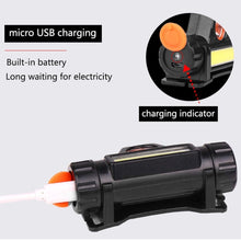 Load image into Gallery viewer, Waterproof 2 Light Mode USB LED Headlight With Magnet Rechargeable Headlamp Built-in 18650 Battery Flashlight COB Work Light For Outdoor Camping Cycling Fishing Headlamp Flashlight