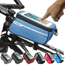 Load image into Gallery viewer, Waterproof Bicycle Bag Nylon Bike Cycling Cell Mobile Phone Bag Case Bicycle Front Tube Bags Accessories Bike Phone Front Frame Bag Bicycle Bag Waterproof Bike Phone Mount Bag Bike Phone Case Holder Accessories Cycling Pouch Compatible With Phone