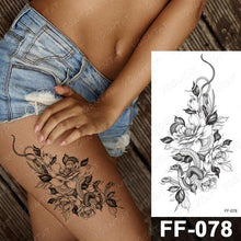 Load image into Gallery viewer, Waterproof Temporary Black Tattoo Sticker Peony Flower Snake Sketch Luxury Big Tattoo For Womens
