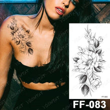 Load image into Gallery viewer, Waterproof Temporary Black Tattoo Sticker Peony Flower Snake Sketch Luxury Big Tattoo For Womens