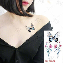 Load image into Gallery viewer, Waterproof Temporary Tattoo Lavender Stickers Butterfly Flower Luxury Small Tattoo For Body Arm