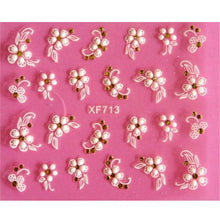 Load image into Gallery viewer, Waterproof Water Transfer Nails Art Sticker Fashion 3D Flower Design Girl And Women Manicure Tools Nail Decoration Decals Decorations Luxurious Nail Art Decoration White Feather Lace Flower Leaf Carving Design Exquisite Pattern Nail Art Supplies